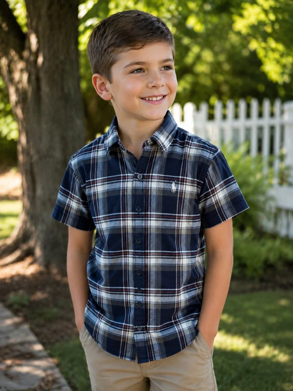 Ralph Lauren Boys Size 6Y Plaid Short Sleeve Button Down Shirt Custom Fit NWOT